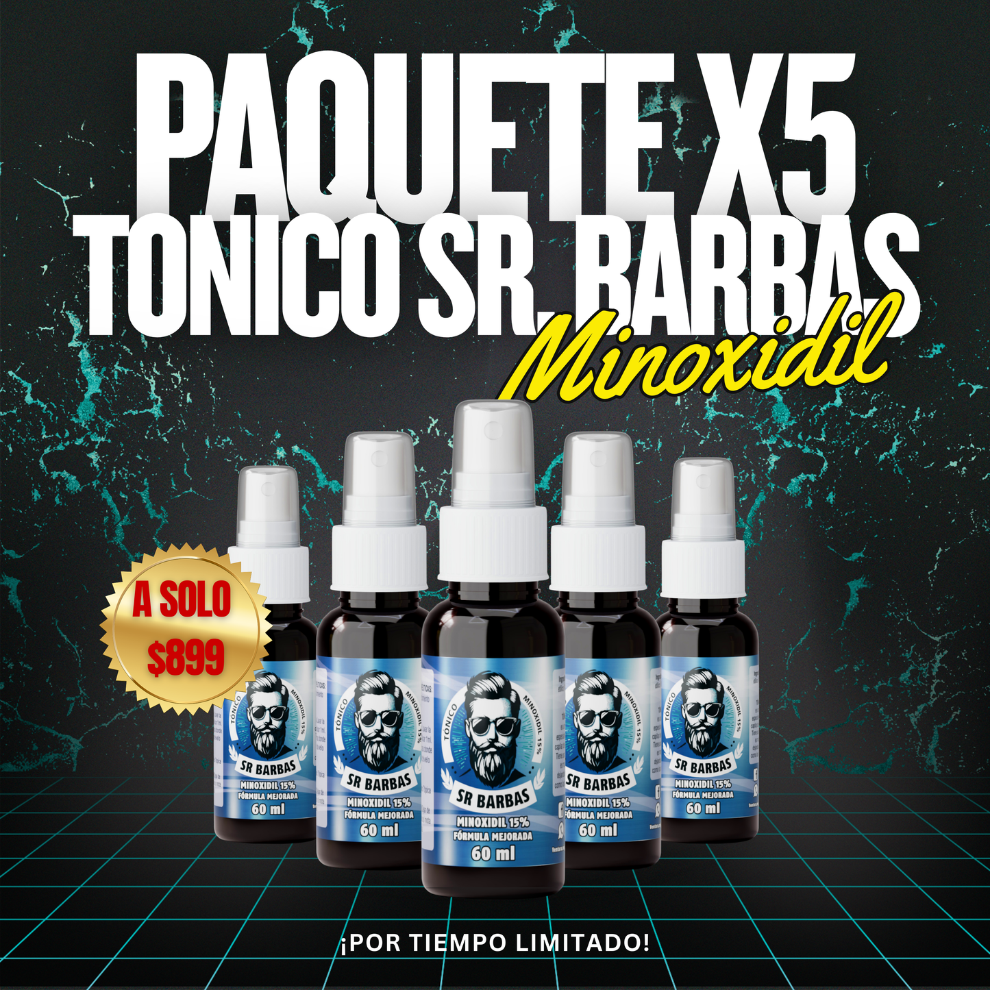 Paquete 5 Tónico sr barbas ( 5 frascos de 60ml)