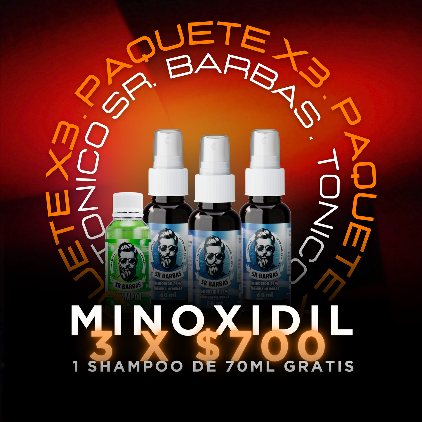Paquete 3 Tonico SR Barbas 60ml